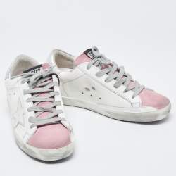 Pre Owned Golden Goose Tricolor Suede and Leather Superstar Sneakers Size 37