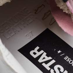 Pre Owned Golden Goose Tricolor Suede and Leather Superstar Sneakers Size 37