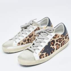 Golden Goose Multicolor Pony Hair and Suede Superstar Low Top Sneakers Size 37