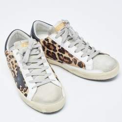 Golden Goose Multicolor Pony Hair and Suede Superstar Low Top Sneakers Size 37