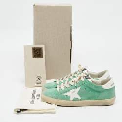 Pre Owned Golden Goose Green Suede Superstar Sneakers Size 36