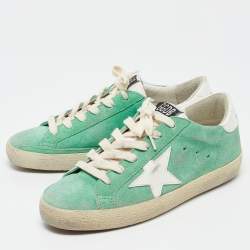 Pre Owned Golden Goose Green Suede Superstar Sneakers Size 36