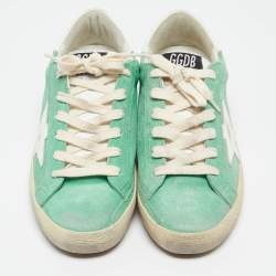 Pre Owned Golden Goose Green Suede Superstar Sneakers Size 36