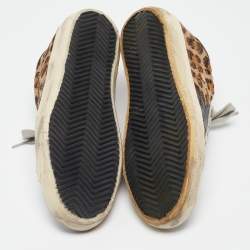 Pre Owned Golden Goose Multicolor Leopard Print Calf Hair Superstar Sneakers Size 36