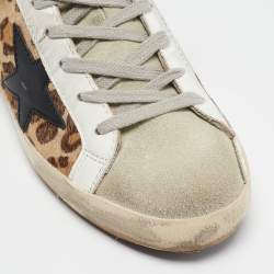 Pre Owned Golden Goose Multicolor Leopard Print Calf Hair Superstar Sneakers Size 36