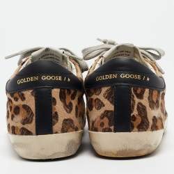 Pre Owned Golden Goose Multicolor Leopard Print Calf Hair Superstar Sneakers Size 36