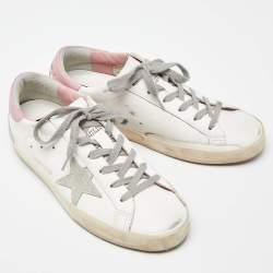 Pre Owned Golden Goose White Leather Hi Star Low Top Sneakers Size 39