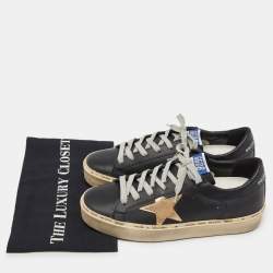 Golden Goose Black Leather Hi Star Low Top Sneakers Size 39