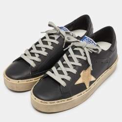 Golden Goose Black Leather Hi Star Low Top Sneakers Size 39
