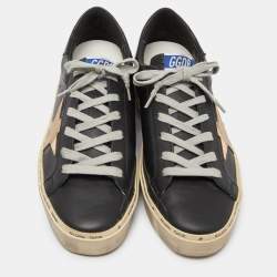 Golden Goose Black Leather Hi Star Low Top Sneakers Size 39