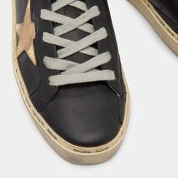 Golden Goose Black Leather Hi Star Low Top Sneakers Size 39