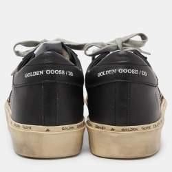 Golden Goose Black Leather Hi Star Low Top Sneakers Size 39