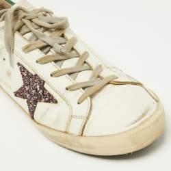 Pre Owned Golden Goose Green/White Leather Superstar Low Top Sneakers Size 41 