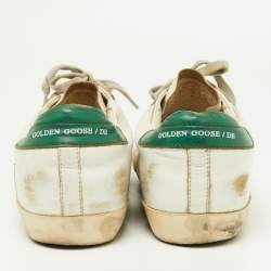 Pre Owned Golden Goose Green/White Leather Superstar Low Top Sneakers Size 41 