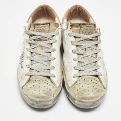 Pre Owned Golden Goose White Leather Superstar Sneakers Size 40