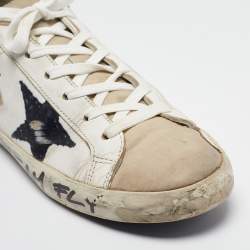 Pre Owned Golden Goose White Leather and Nubuck Superstar Sneakers Size 39