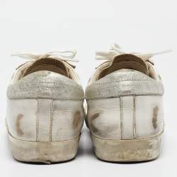 Pre Owned Golden Goose White Leather and Nubuck Superstar Sneakers Size 39