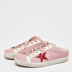 Pre Owned Golden Goose Pink Leather Superstar Sabot Sneakers Size 42