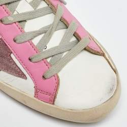 Pre Owned Golden Goose Tri Color Leather and Suede Superstar Low Top Sneakers Size 37