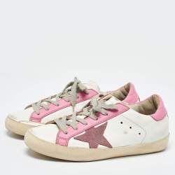 Pre Owned Golden Goose Tri Color Leather and Suede Superstar Low Top Sneakers Size 37
