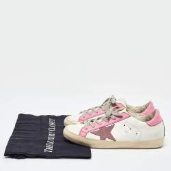 Pre Owned Golden Goose Tri Color Leather and Suede Superstar Low Top Sneakers Size 37