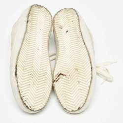 Pre Owned Golden Goose Grey/Silver Suede and Leather Super Star Sneakers Size 39