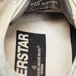 Pre Owned Golden Goose Grey/Silver Suede and Leather Super Star Sneakers Size 39