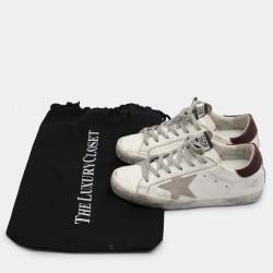 Golden Goose White Leather and Suede Super Star Low Top Sneakers 35