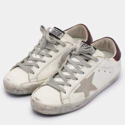 Golden Goose White Leather and Suede Super Star Low Top Sneakers 35