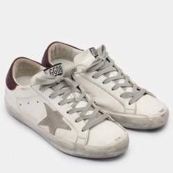 Golden Goose White Leather and Suede Super Star Low Top Sneakers 35