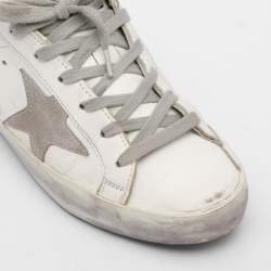 Golden Goose White Leather and Suede Super Star Low Top Sneakers 35