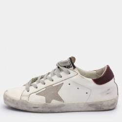 Golden Goose White Leather and Suede Super Star Low Top Sneakers 35