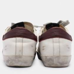 Golden Goose White Leather and Suede Super Star Low Top Sneakers 35