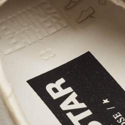 Pre Owned Golden Goose White Glitter and Leather Super Star Low Top Sneakers Size 38