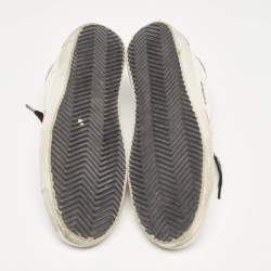 Pre Owned Golden Goose White Glitter and Leather Super Star Low Top Sneakers Size 38