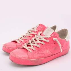 Golden Goose Pink Croc Embossed Leather Super Star Low Top Sneakers Size 39