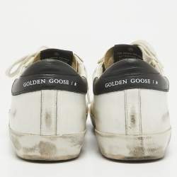 Pre Owned Golden Goose White Leather Superstar Lace Up Sneakers Size 37
