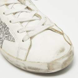 Pre Owned Golden Goose White Leather Superstar Lace Up Sneakers Size 37