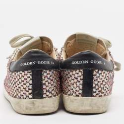 Golden Goose Multicolor Leather and Mesh Super Star Lace Up Sneakers Size 37