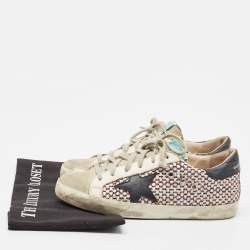 Golden Goose Multicolor Leather and Mesh Super Star Lace Up Sneakers Size 37