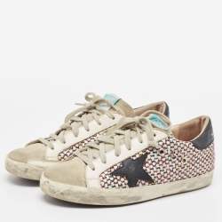 Golden Goose Multicolor Leather and Mesh Super Star Lace Up Sneakers Size 37