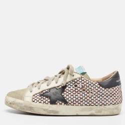 Golden Goose Multicolor Leather and Mesh Super Star Lace Up Sneakers Size 37