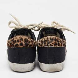 Golden Goose Black Calf Hair and Canvas Super Star Lace Up Sneakers Size 37