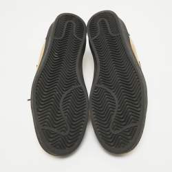 Pre Owned Golden Goose Gold/Black Leather and Mesh Records Sneakers Size 41