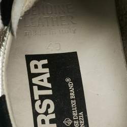 Pre Owned Golden Goose Silver/Black Leather and Suede Superstar Lace Up Sneakers Size 40