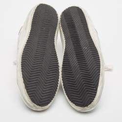 Pre Owned Golden Goose White/Grey Leather and Sequins Superstar Low Top Sneakers Size 41