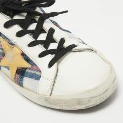 Pre Owned Golden Goose White Canvas and Leather Superstar Lace Up Sneakers Size 40