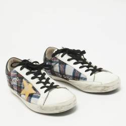 Pre Owned Golden Goose White Canvas and Leather Superstar Lace Up Sneakers Size 40