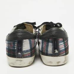 Pre Owned Golden Goose White Canvas and Leather Superstar Lace Up Sneakers Size 40