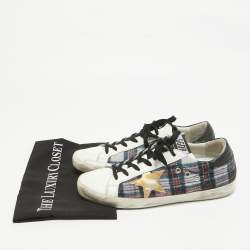 Pre Owned Golden Goose White Canvas and Leather Superstar Lace Up Sneakers Size 40